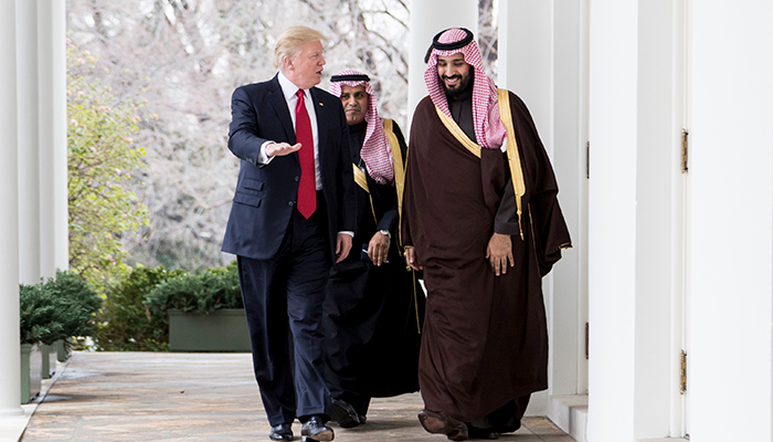 President Donald Trump walks with Mohammed bin Salman bin Abdulaziz Al Saud 700 THE WHITE HOUSE